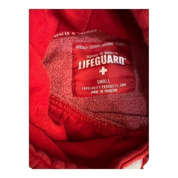 Lifeguard+ Pullover Hoodie Red w White Lifeguard Logo Daytona Beach Fl Size Sm - Picture 3 of 6